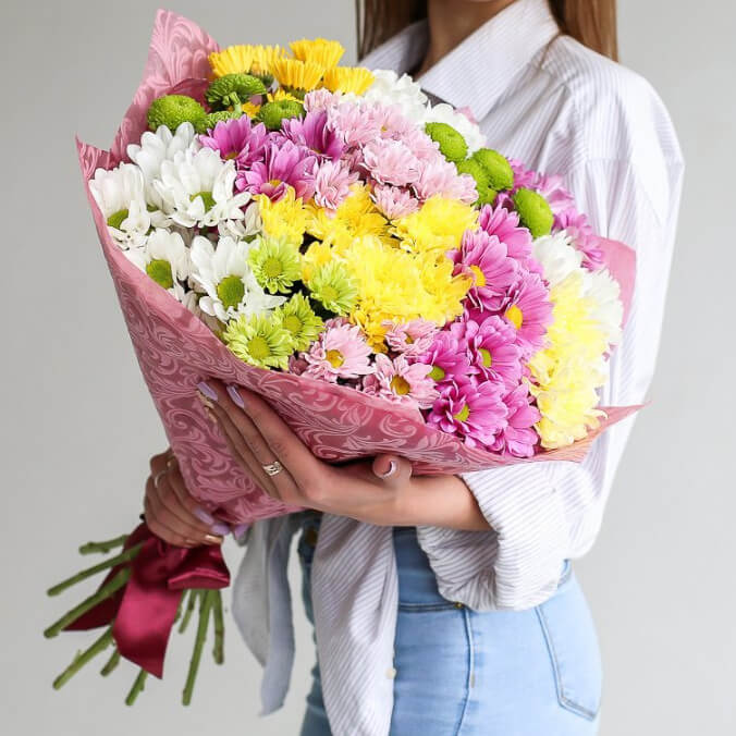 Разноцветные хризантемы